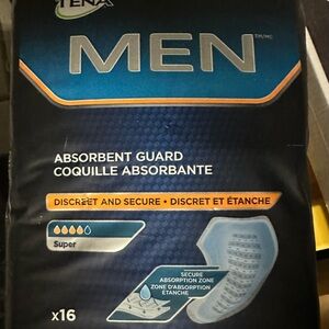New Tena Super Men Absorbent Secured Guard - Blue 16 count